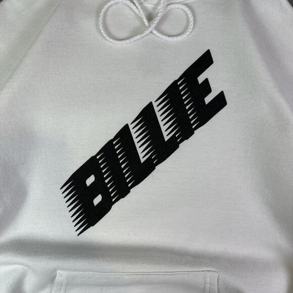 Billie Eilish White Racing Name Spellout Logo White Hoodie Size Large - Picture 4 of 8